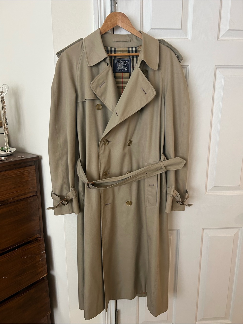 Vintage Burberrys Men’s Trench Coat 58 Long Made in England Nova Check Lined